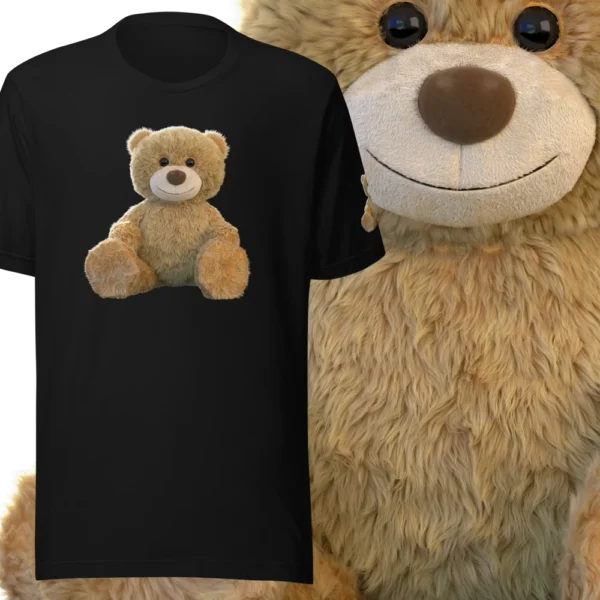 3D Realistic Fluffy Teddy Bear – Unisex T-Shirt