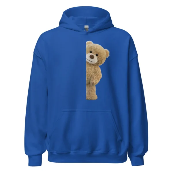 Unisex Hoodie with a Soft 3D Teddy Bear Peeking from the Edge